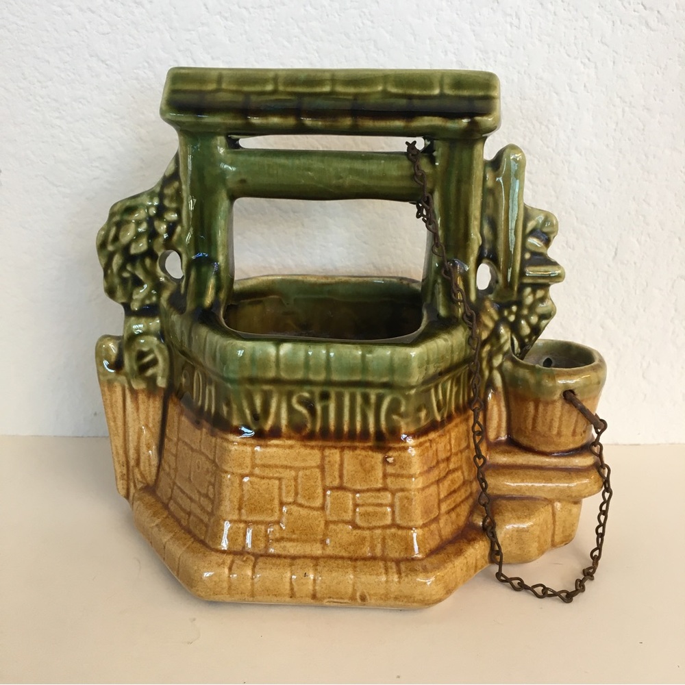 Vintage McCoy Oh Wishing Well Grant a Wish to Me OS Green Tan USA